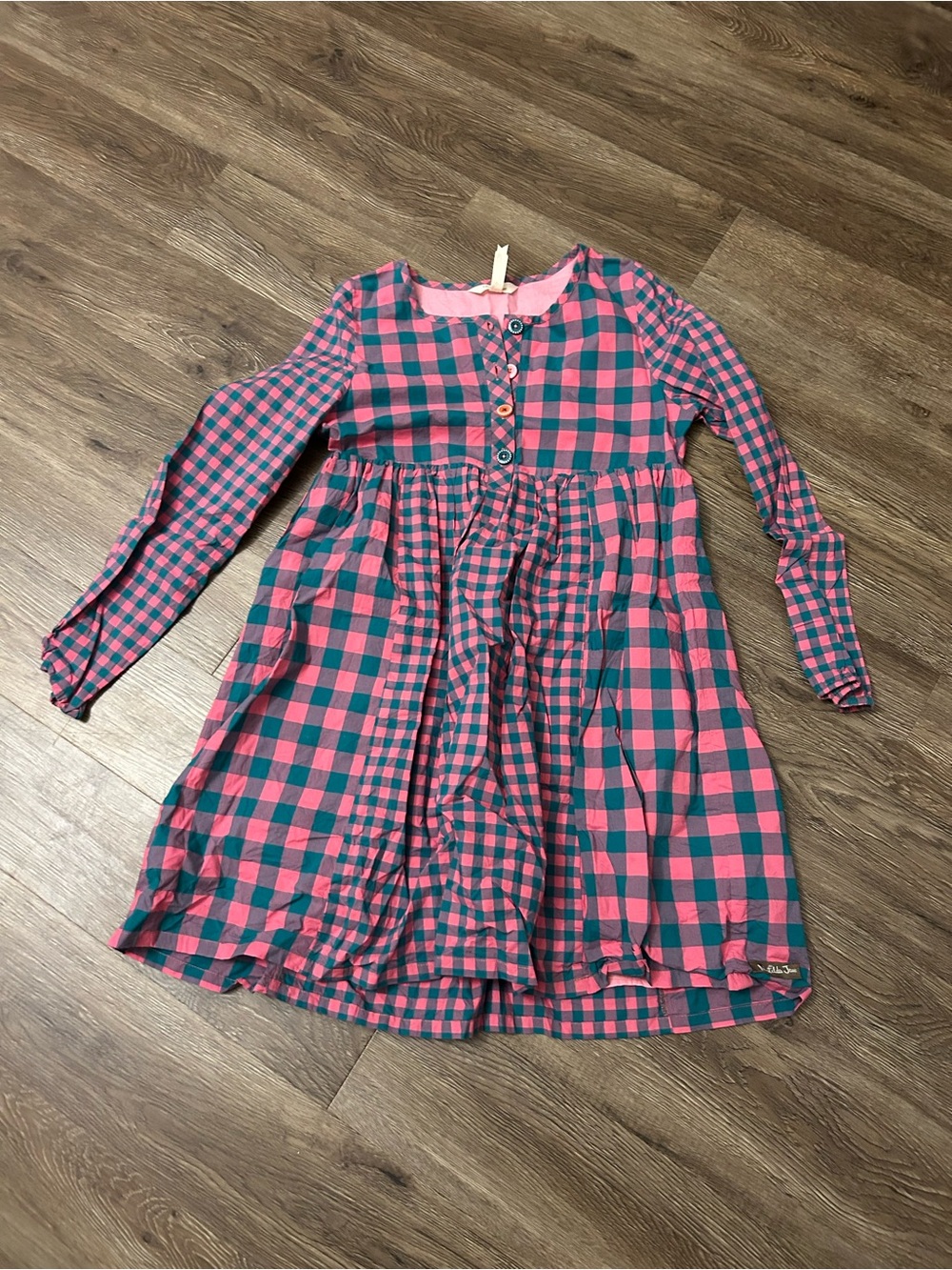 Matilda Jane Pink and Teal Plaid Button-Front Dress
